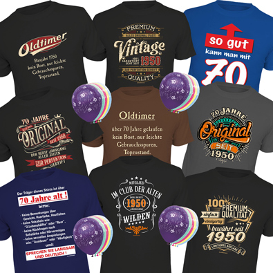 Geburtstag Geschenke Set Fun Shirts T-Shirt 70 5 Luftballons 70 Jubiläum 1949