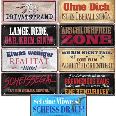 Blechschilder lustige Sprüche Schilder Deko Wandschilder 28x12cm Schild